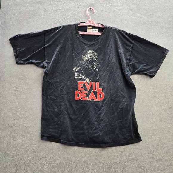 VINTAGE Evil Dead Men Shirt 2XL Black Can They Be Stopped Horror Y2K READ